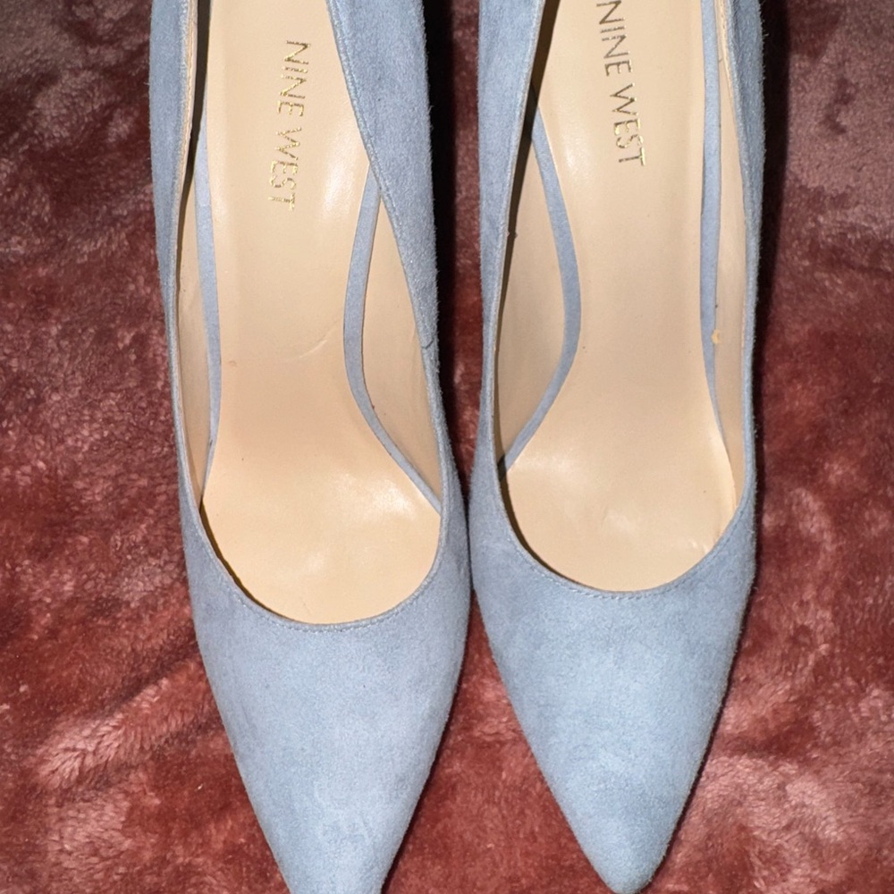 Nine West Blue Suede Heels Elegant Pumps